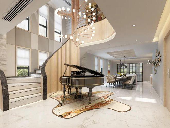 260平米复式豪华别墅钢琴角开放式厨房真的太让人羡慕了！(图4)