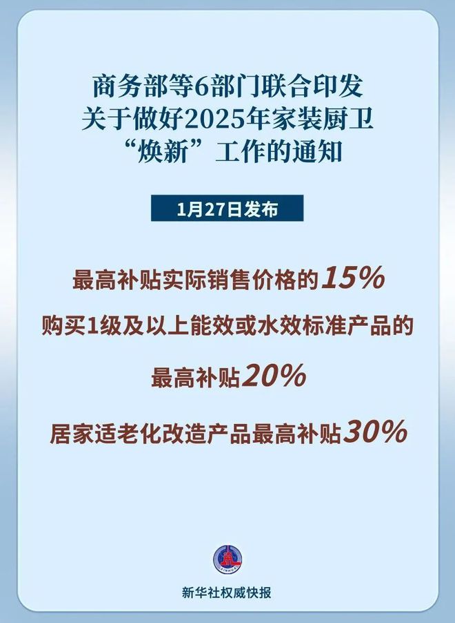 重要通知：家装厨卫补贴最高达30%