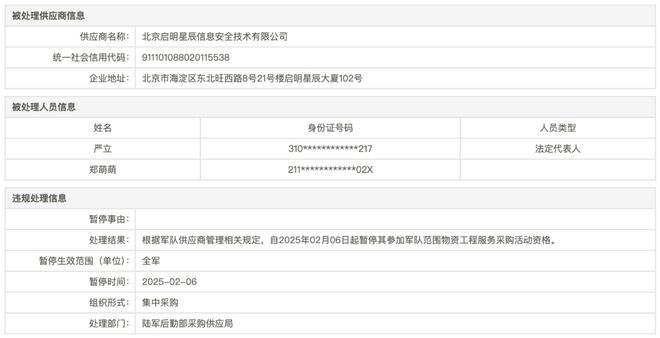启明星辰。。。被列入暂停采购名单。。。