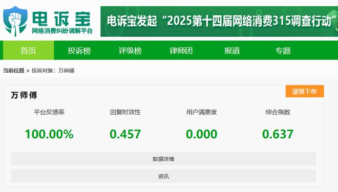 z6尊龙平台：【电诉宝】用户投诉“万师傅”恶意罚款冻结保证金(图4)
